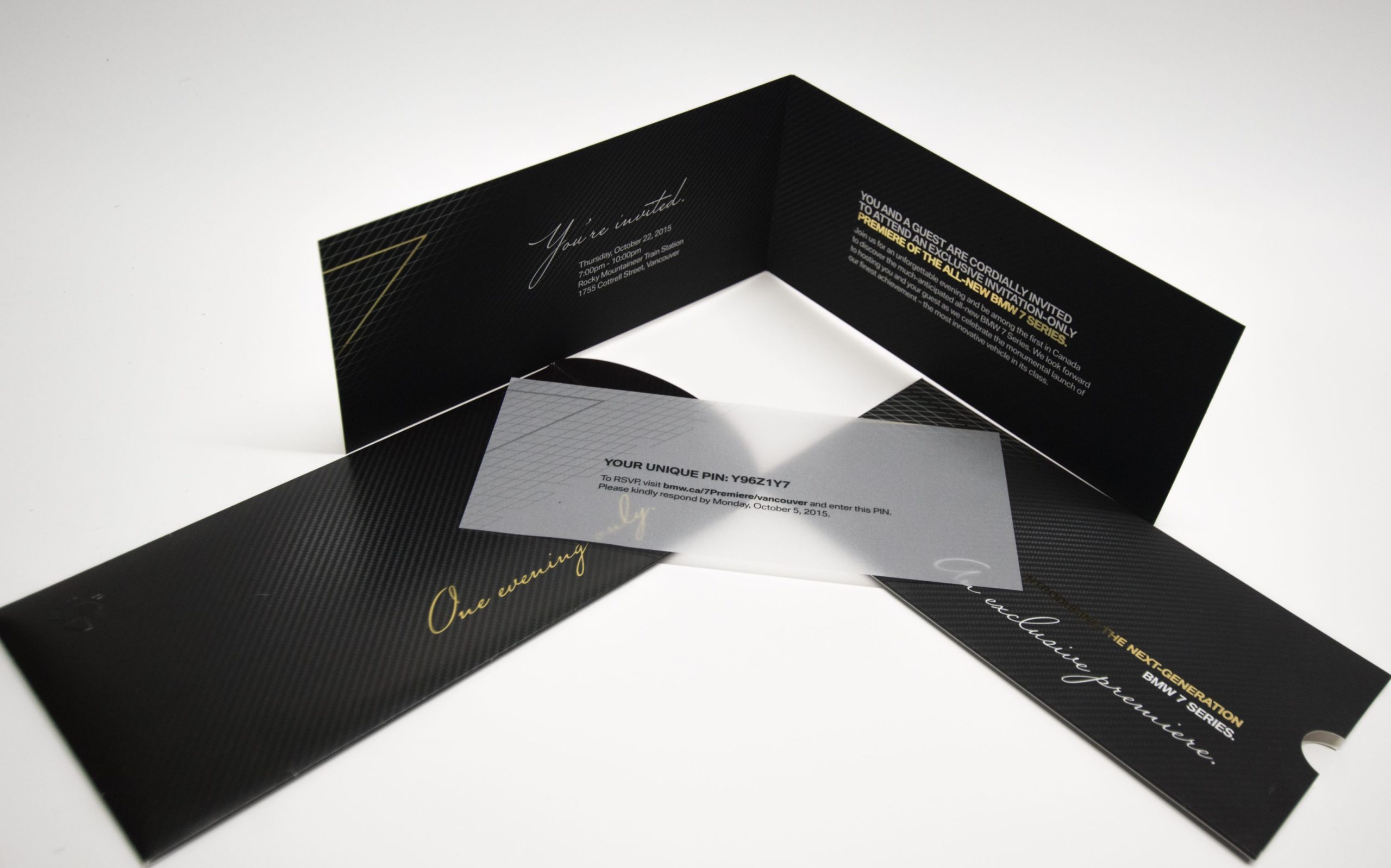 BMW 7 Series Invitation event with custom printed code
